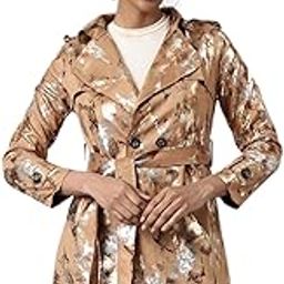 Women's Long Sleeves Abstract Longline Lapel Collar Camel Brown Trench Coat-246_CamelBrown-13