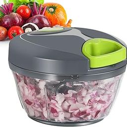 Ourokhome Manual Food Processor Vegetable Chopper, Portable Hand Pull String Garlic Mincer Onion Cutter for Veggies, Ginger, Fruits, Nuts, Herbs, etc., 500ml, Grey-image-14