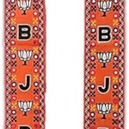BJP - Bhartiya Janata Party Rajasthani Bottleneck Design Scarf - BJP Flaunt Unisex Dupatta - 100% Velvet Fabric With BJP Name & Logo Embroidered - 68 Inch Size-image-9