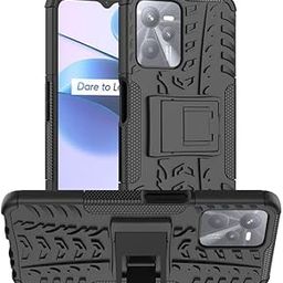 OneLike Shockproof Heavy Duty Hard Rugged Armor Dual Layer Hybrid Kickstand Protective Back Cover for Realme Narzo 50A Prime - (Dazzle Tire, Black)-21