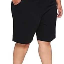 Women Plus Size Cotton Shorts Waist 44 to 60 inches Knee Length Black-image-29