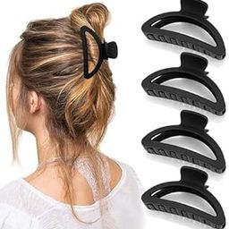 Large Hair Claw Clips, Matte Finish, Set of 4, Modern Rectangle Design | Non-Slip Hair Clutcher for Girls Women Hair Accessories | Strong Hold Hair Clutcher Clips for Thick Thin Hair (Black)-image-22