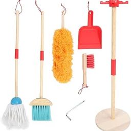 NESTA TOYS - Wooden Cleaning Set for Kids (6 Pcs) | Housework Pretend Play Toys | Montessori Cleaning Toys with Broom and Mop Set-image-76