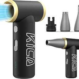 KiCA Compressed Air Duster, Jet Fan 2S Electric Air Duster - 56 MPH Wind Speed, 117000RPM Turbo Boost Mode, 0.66lbs Aluminum Alloy Design, Jet Dry Blower for Keyboard, PC, Car & Home Cleaning (Black)-0