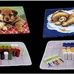 FABLOFT® Puppy and Bear Pattern Latch Hook Rug Kits with Tools DIY Home Ornaments-picture-0