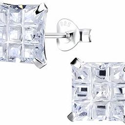 92.5-925 Sterling Silver Chandi Yo Yo Honey Singh Style 8mm Square Crystal Stud Earrings for Men And Boys (ER2401)-image-22