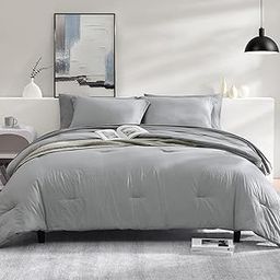 WRENSONGE Light Grey King Comforter Set, 7 Pieces Soft Microfiber King Size Comforter with Fitted Sheet, Flat Sheet, 2 Pillow Shams, and 2 Pillowcases- Warm King Bedding Set for All Season-5