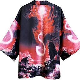 Kimono Cardigan Men，Japanese Yukata Coat Kimono Outwear Vintage Casual Top Cardigan Open Front Coat,A-Large-image-81