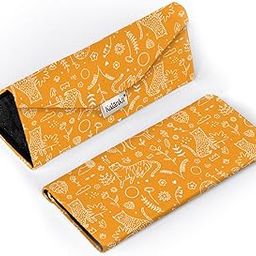 Eyewear Pouch | Sunglass Cover, Eyewear Specs Case Cover | Foldable Trifold Sunglass Case, Portable Spectacle Box | Travel-Friendly Sunglass Pouch, Birthday Gift | Yellow Hues-image-76