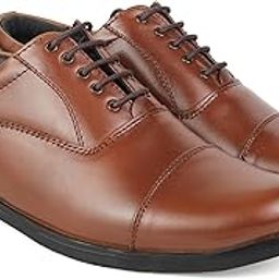 Medium Leather Range Police Oxford Shoe for Men in Black N TAN (RED) Colour-image-52