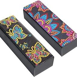 KACASHIP 5D Diamond Painting Glasses Case Storage Box Mandala Butterfly Alloy Seeds Leather Sunglasses Organizer 2 Pieces Butterflies One Size-image-64