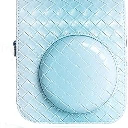 ZIKKON PU Leather Protective Camera Case Pouch Compatible with Fuji-Film Instant Insta-x Mini 12 Instant Camera Carrying Bag with Adjustable Shoulder Strap- Blue Gradient Weaving-image-96