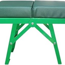 Portable Folding Camping Stool with Cushioned Seat, Green Metal Frame-image-50