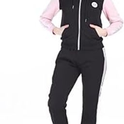 Cotton Colour-cord Tracksuit for Women & Girls [Black] | Casual & Comfortable | Hooded Neck | Winter Wear | Full Sleeves | Sports track suit with Pockets-picture-7