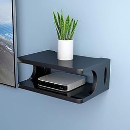 MAJESTIC MART Set top Box Stand | WiFi Router Holder Wooden Wall Shelves | Setup Box Stand for Home | Wall Mount Stylish WiFi Router Holder TV Cabinet Living Room Furniture-12