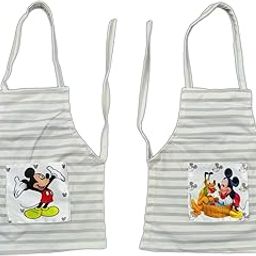XY DECOR Kids 3-6 Years Old Cotton Waterproof Kitchen Apron -2 Pc,Apron With Pocket, Apron For Kids Girls Boys Cooking, Baking Art Painting- Assorted Cartoon Print on Pocket-12