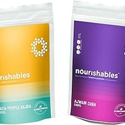 Nourishables by Pooja Makhija: Artisanal Chips & Crackers, Spinach Pepper Bajra & Ajwain Corn, Gluten-Free, High Fiber, Vegan, Healthy Snack Choice, Pack of 2-image-62