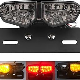 Vagary 40LED 12V Motorcycle Tail Light Integrated Running Lamp Brake &Turn Signal Light with License Plate Bracket Compatible with RE Hunter 350, Himalayan 450, Meteor 350, Harley, Reborn 350 (Black)-31