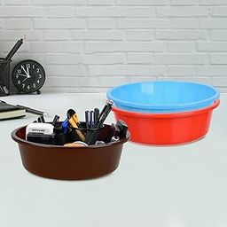 Homestic Pack of 3 Desk Organizer | Stationery Organizer | Multipurpose Organizer | Office Supplies for Pen-Pencil-Staplers | Desktop Organizer | 6 LTR | Red & Sky Blue & Brown-image-98