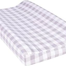Trend Lab Gray and Cream Buffalo Check Deluxe Flannel Changing Pad Cover-image-6
