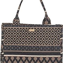 Women Tote Bag Office Bag Spacious Shoulder Bag Jacquard Canvas Handbag-image-0