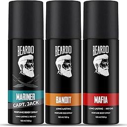BEARDO Bandit, Mafia & Mariner Captain Jack Perfume Body Spray (Set Of 3) Long Lasting No Gas Deo For Men | Day Body Spray Deodorant | Fresh, Aqua Notes | Christmas Gift For Men | Gift For Friends-image-1
