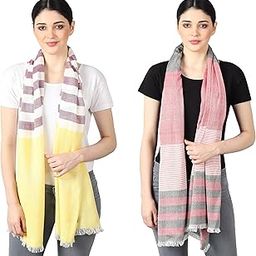 Women's stole/scarf Colour- Yellow & Purple & Blue & Grey & Purple & Pink soft viscose ethnic scarves pack of 2 ST-08-ALL-10