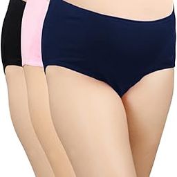 | Maternity Panties Cotton | High Waist for Women | Over The Belly Fit | Full Back Coverage | Pregnancy & Post Delivery | Pack of 2 | Black, Light Pink & Navy Blue | M-image-27