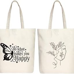Reusable Tote Bags for Women – Cotton Canvas with Zipper – Durable, Lightweight Handbags – Pack of 2 for Everyday Use-image-62