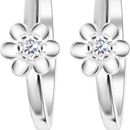 925 Sterling Silver Flower Style Glossy white with CZ stone in center Toe Rings for Women Pure Silver Toe Rings Bichiya (flower style)-image-5