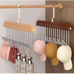Cheet enterprise 2 pcs Wooden Hangers for tie 8 Hooks for Wooden Belt Hangers for Coats, Jackets, Dresses, Sarees, Pants, Scarves and Other Clothes for Men Women-29