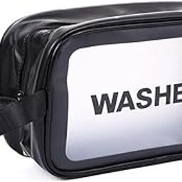 | Wash Bag Pouch for Travel Kit Toiletry Bag Cosmetic Bag Make Up Box for Brushes, Accessories with Handle, Large Capacity Translucent Waterproof Travel Storage Organizer Set of 1 (Black Small)-picture-35