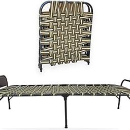 AARAM CHARPAI UDYOG Folding Bed Cot for Sleeping Single Size A1 Niwar 6 Leg Supports Unique Design Space Saving| Round Metal Frame| Portable| Lightweight (with BedHead (Sirhana), 36X72 inch)-2