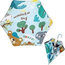 Kids Safe Umbrella Safe Round Corner Cartoon Print Kids Umbrella with Reflective Stripe Kids Umbrella for Sun &Rain UV Protection Black Coating Lining Design Windproof Umbrella for Kids-image-61