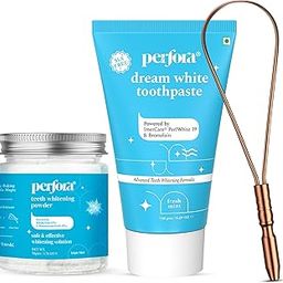 Perfora Tongue Cleaner With Fresh Mint Toothpaste & Teeth Whitening Powder Combo | For Fresh Breath & Bacteria Removal | Improved Taste Sense & Oral Hygiene | Teeth Cleaning Dental Kit-21