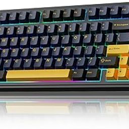 AULA F75 75% Wireless Mechanical Keyboard | Hot Swappable | Pre-lubed Linear Switches | RGB Backlit | 2.4GHz/Type-C/Bluetooth Gaming Keyboard (Thunder Black, Graywood Switch)-image-9