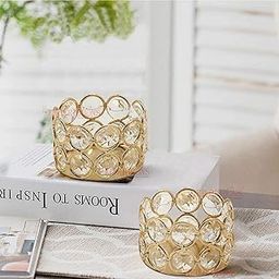 TIED RIBBONS Pack of 2 Crystal Tealight Candle Holder Centerpieces Votive Candle Holders for Dining Table - Decorations Items for Home (6.3 cm X 4.3 cm) - Home Décor - Gifts Item-image-92