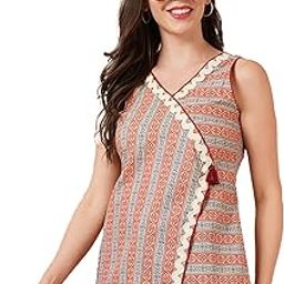 Jaipuri Cotton Angrakha Style Top for Women (Partial Open)-image-66