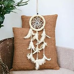 WARMINGO DE Evil Eye Dream Catcher for Car White Small Size | Dream Catcher for Home | Car Decoration Accessories | Hanging Ornament | White Feather Evil Eye for Car-image-40