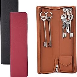 PU Leather Key Case key holder leather key pouch key purse with Zipper, 32.50 cm x 8.5 cm x 2.50 cm (Set of 3), Multicolour-4
