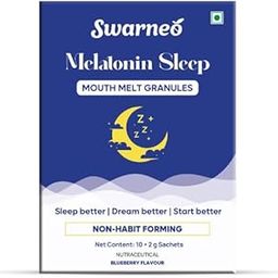 Swarneo Melatonin 10mg Mouth Melts | Non-Habit Forming | No Water Needed | 10 Sachets | Supports Better Sleep, Restores Sleep Cycle, Soothes & Relaxes | Blueberry Flavor-21