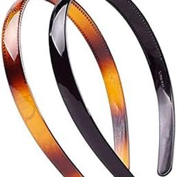 2 Pcs Black Brown Simple Fancy Plastic Hair Bands Wavy Hair Comb Headband Teeth Comb Shine Hairband Hair Accessories For Girls and Women-picture-1
