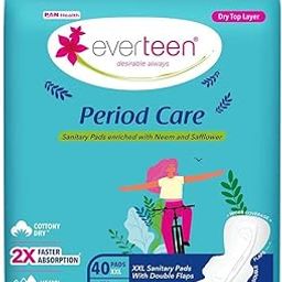 everteen XXL Sanitary Napkin Pads with Cottony-Dry Top Layer for Women Enriched with Neem and Safflower(40 Pads, 320mm) (Pack of 1)-99