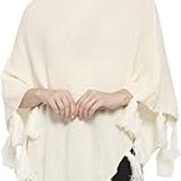 Style Quotient Women Cream Poncho with Fringed Detail-image-2