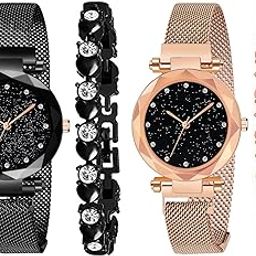 Premium Magnet Strap Analogue Women's Watch - Sweet Heart 5 Colors Bracelet Combo Pack of 2 Watches and 2 Bracelets for Girls & Women-picture-35