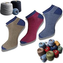 Men's Cotton Heel And Toe Flat Knit Low Cut Sportswear Socks (ES-25, Pack of 3, Khakhi, Red, Blue)-image-66