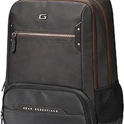 Quantum 3 18"/29L Antitheft Large Faux Leather Water Resistant Laptop backpack with Raincover/Laptop backpack/Casual Backpack/Daypack/Travel Backpack/College Bag For Men/Women(Brown-Black)-47