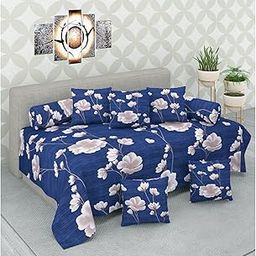 BZ_TYLORSTYLE Polycotton Floral Diwan Set (Dark Blue)-image-21