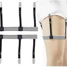 Black and White Men Shirt Stays Adjustable Elastic Shirt Tucker Garter Non-slip Clamps for men women Police Businessmen-image-45