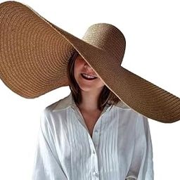 Women Adjustable Vacation Oversized Wide Brim Sunshade Summer Beach Straw Floppy Sun Hat Caps for Girls UV Protection SPF 50+-image-29